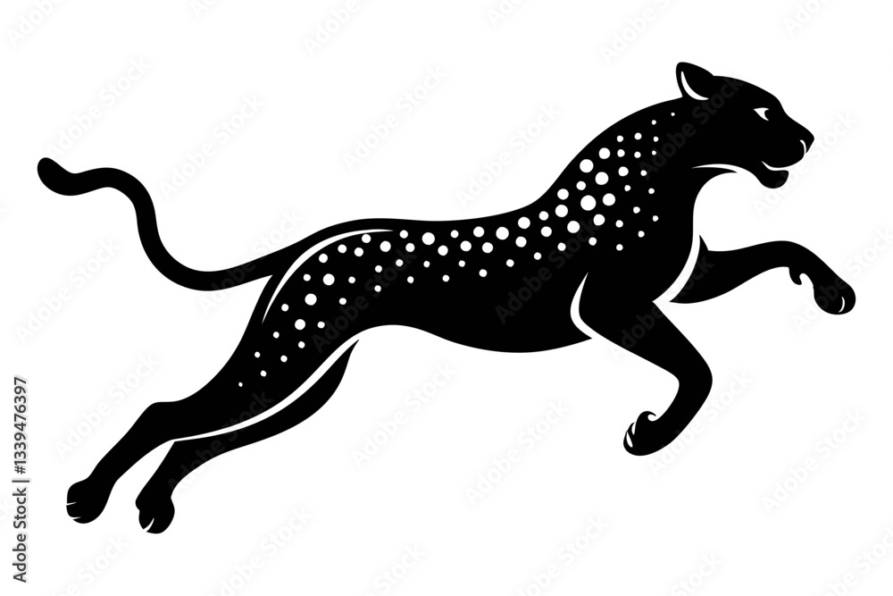 Fototapeta premium cheetah jumping line art silhouette vector illustration