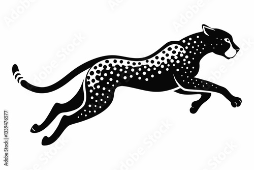 cheetah jumping line art silhouette vector illustration