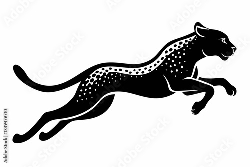 cheetah jumping line art silhouette vector illustration