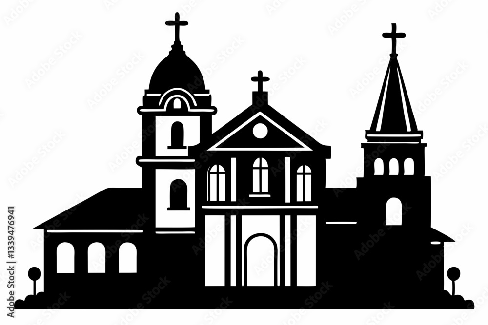 church of the holy cross line art silhouette vector illustration church of the holy cross line art silhouette vector illustration