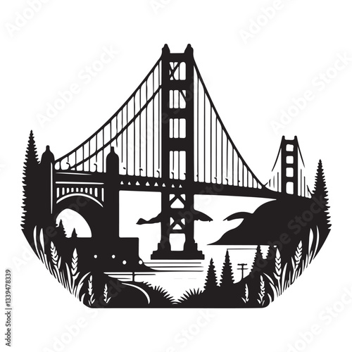 Majestic Golden Gate Bridge San Francisco Landmark Travel Destination Silhouette