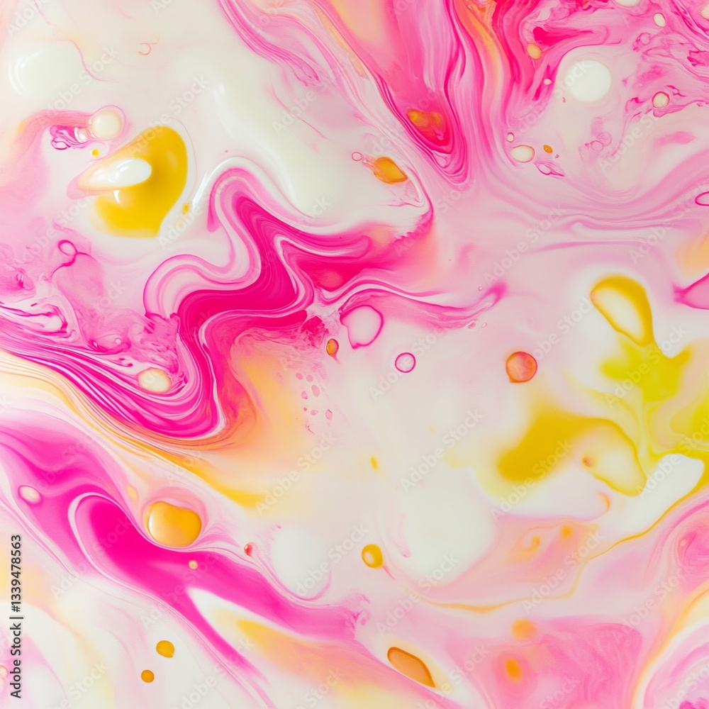 Swirling pink and yellow marble pattern with fluid movement Swirling pink and yellow marble pattern with fluid movement