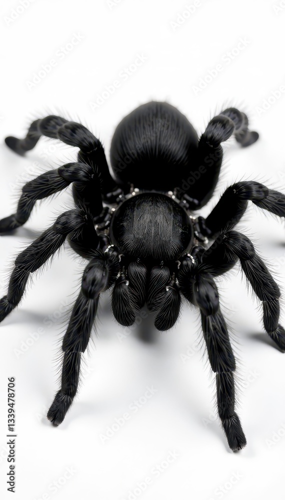 Obraz premium Black tarantula, Grammostola pulchra, isolated on white, detail, pet, pattern