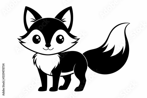 cute fox line art silhouette vector illustration