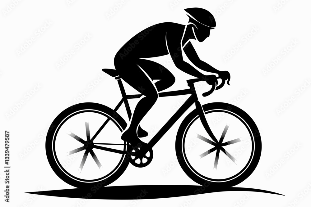 cyclist line art silhouette vector illustration cyclist line art silhouette vector illustration