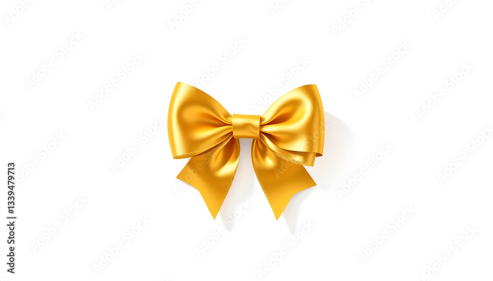 Gold Bow and Ribbon Realistic shiny satin with shadow place on left corner for decorate your wedding invitation card ,greeting card or gift boxes vector EPS10 isolated on white background isolated w Gold Bow and Ribbon Realistic shiny satin with shadow place on left corner for decorate your wedding invitation card ,greeting card or gift boxes vector EPS10 isolated on white background isolated w