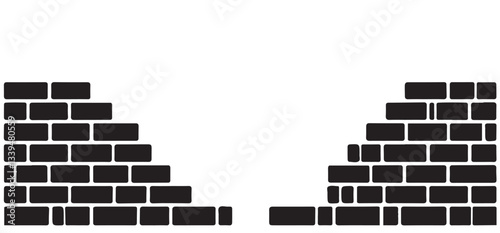Broken Brick Wall Silhouette Vector Illustration for Construction Projects