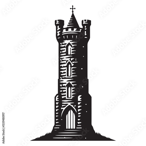 Majestic medieval castle tower architecture vector illustration design element
