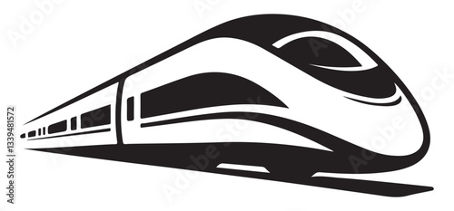 Modern Train Silhouette Illustration for Transportation Design Projects