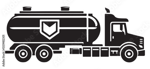 Fuel Tanker Truck Silhouette Vector Illustration for Transportation Design