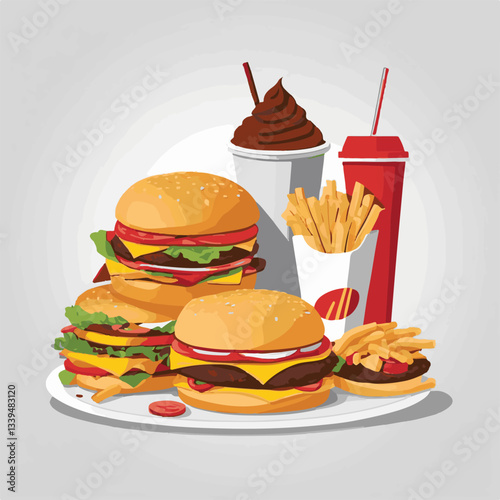 fastfood, fast, snack, food, meal, delicious, background, lunch, dinner, fat, american, burger, unhealthy, restaurant, meat, isolated, junk, menu, cheeseburger, tasty, set, hamburger, sandwich, cuisin