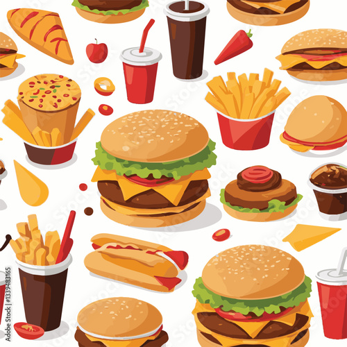 fastfood, fast, snack, food, meal, delicious, background, lunch, dinner, fat, american, burger, unhealthy, restaurant, meat, isolated, junk, menu, cheeseburger, tasty, set, hamburger, sandwich, cuisin