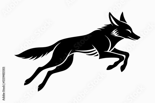 jackal jumping line art silhouette vector illustration