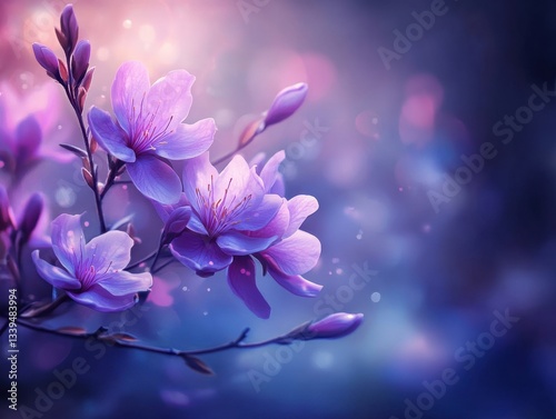 Captivating floral elegance a close up of delicate purple flowers with soft bokeh background and dreamy aesthetic for stock photography