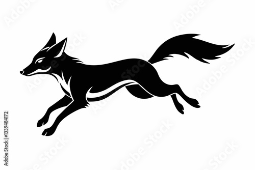 jackal jumping line art silhouette vector illustration