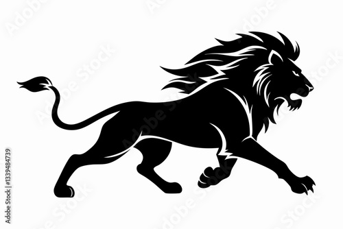 lion running line art silhouette vector illustration