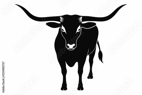 long horn line art silhouette vector illustration
