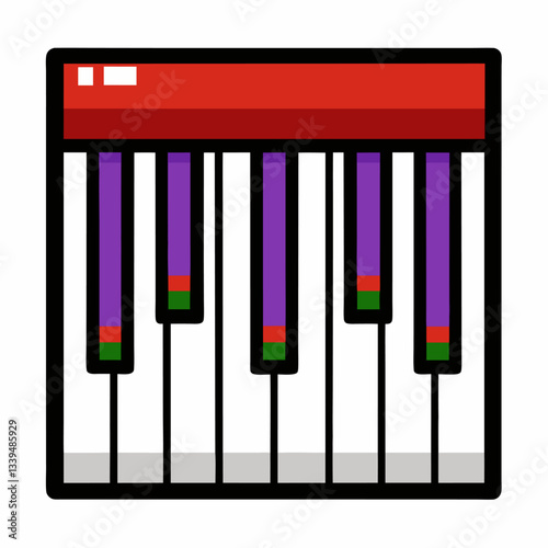 Colorful Minimalist Piano Keys Icon Illustration for Modern Design Projects
