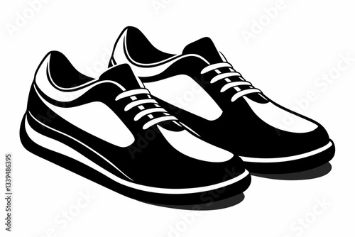 pair of shoes line art silhouette vector illustration