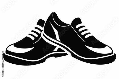 pair of shoes line art silhouette vector illustration