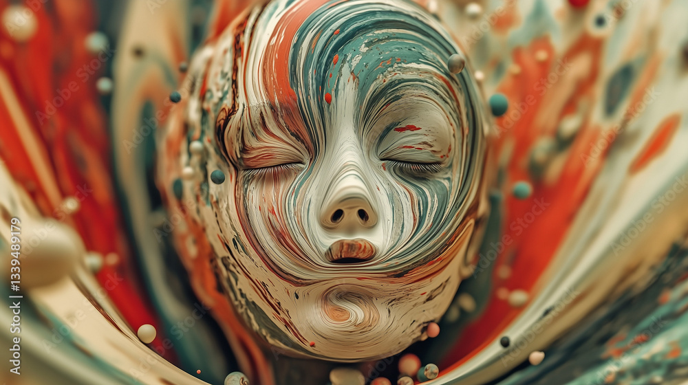 abstraction with a human face in bright colors