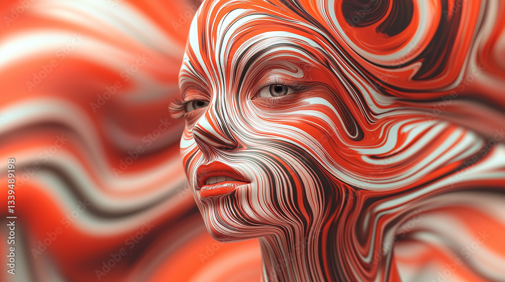 abstraction with a human face in bright colors