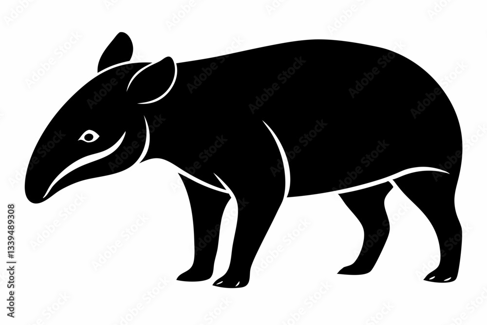 Obraz premium tapir line art silhouette vector illustration