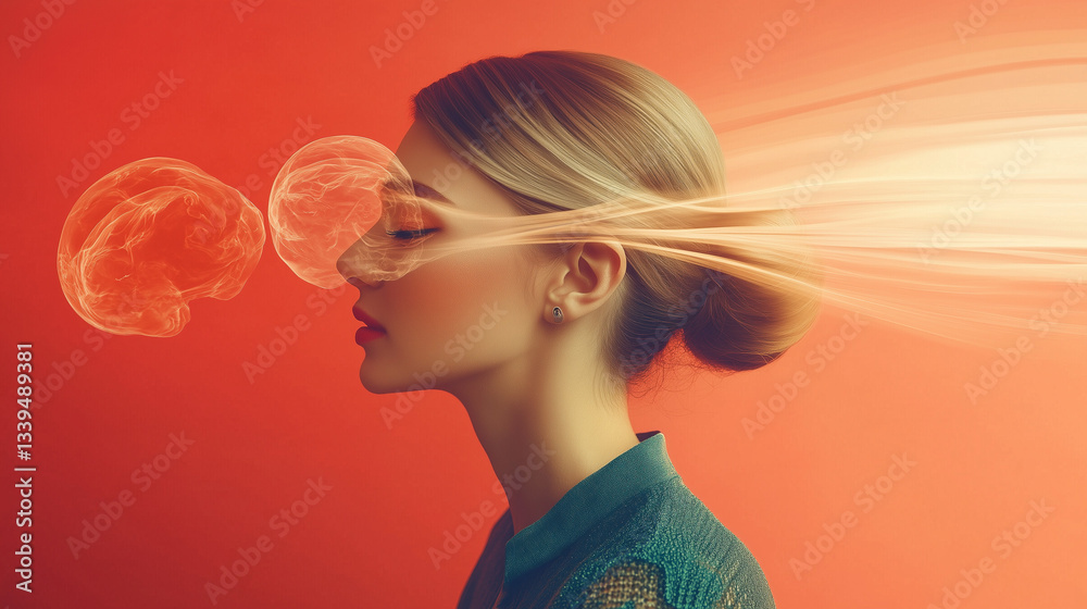 abstraction with a human face in bright colors