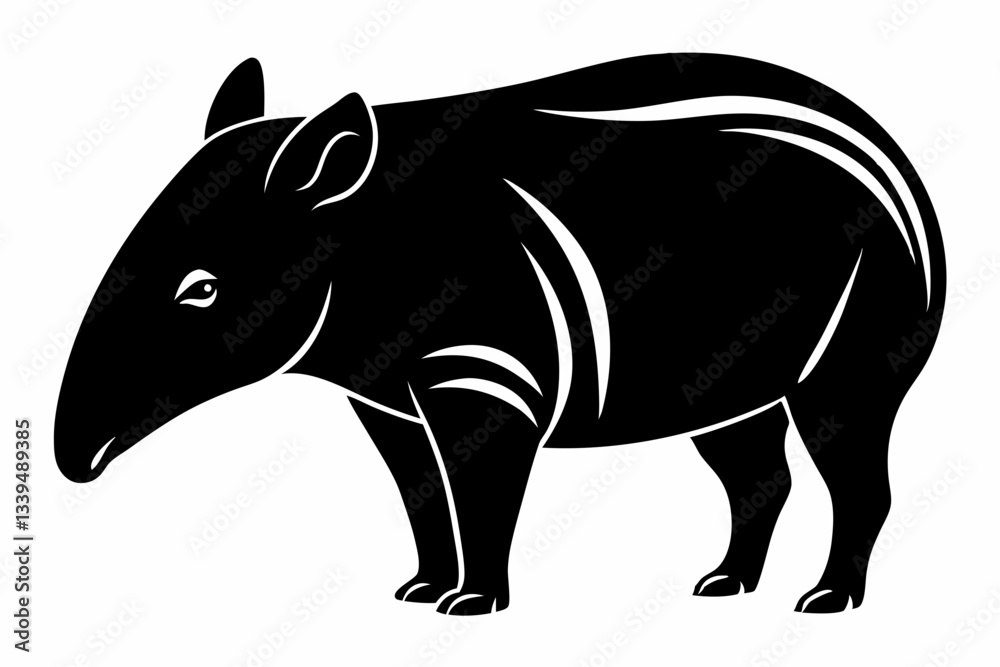 Fototapeta premium tapir line art silhouette vector illustration