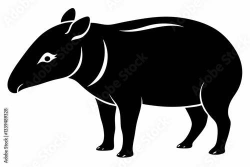 tapir line art silhouette vector illustration