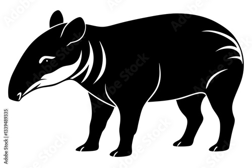 tapir line art silhouette vector illustration