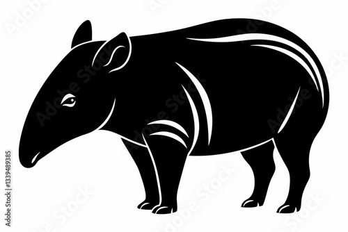 tapir line art silhouette vector illustration