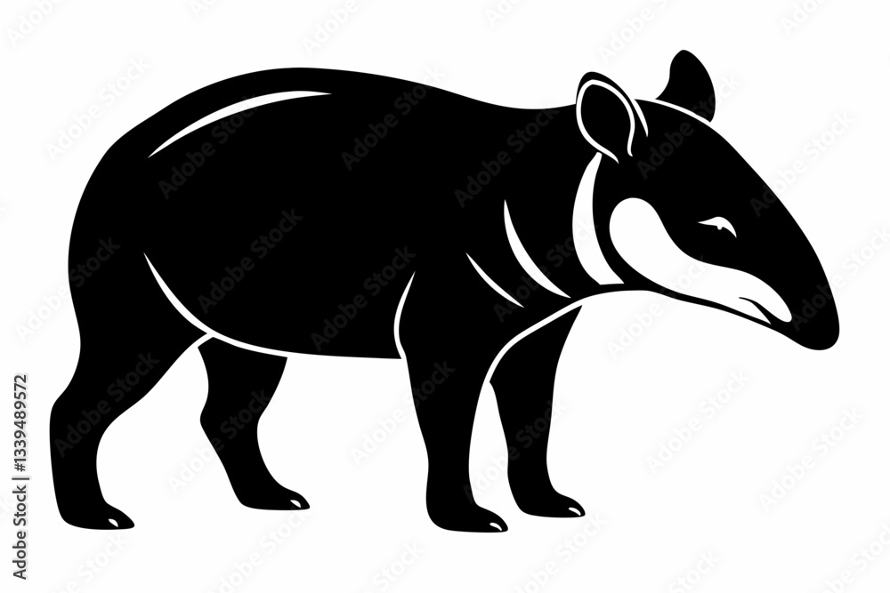 Fototapeta premium tapir line art silhouette vector illustration