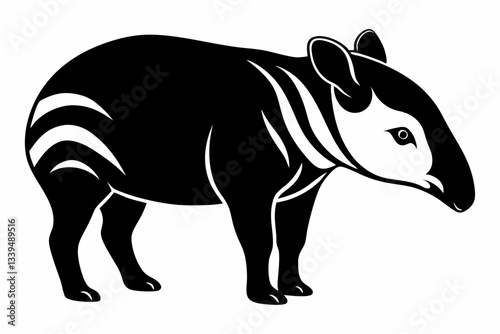 tapir line art silhouette vector illustration