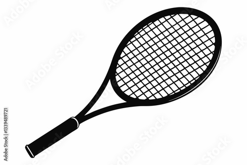 tennis racket line art silhouette vector illustration