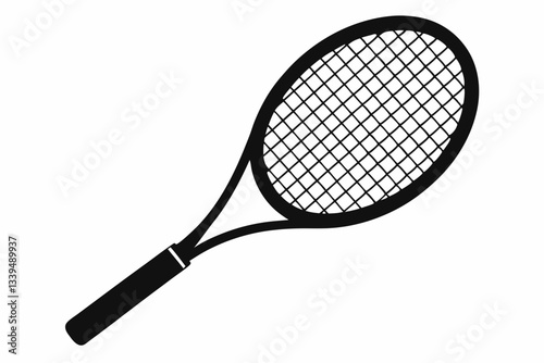tennis racket line art silhouette vector illustration
