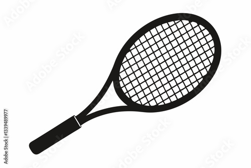 tennis racket line art silhouette vector illustration
