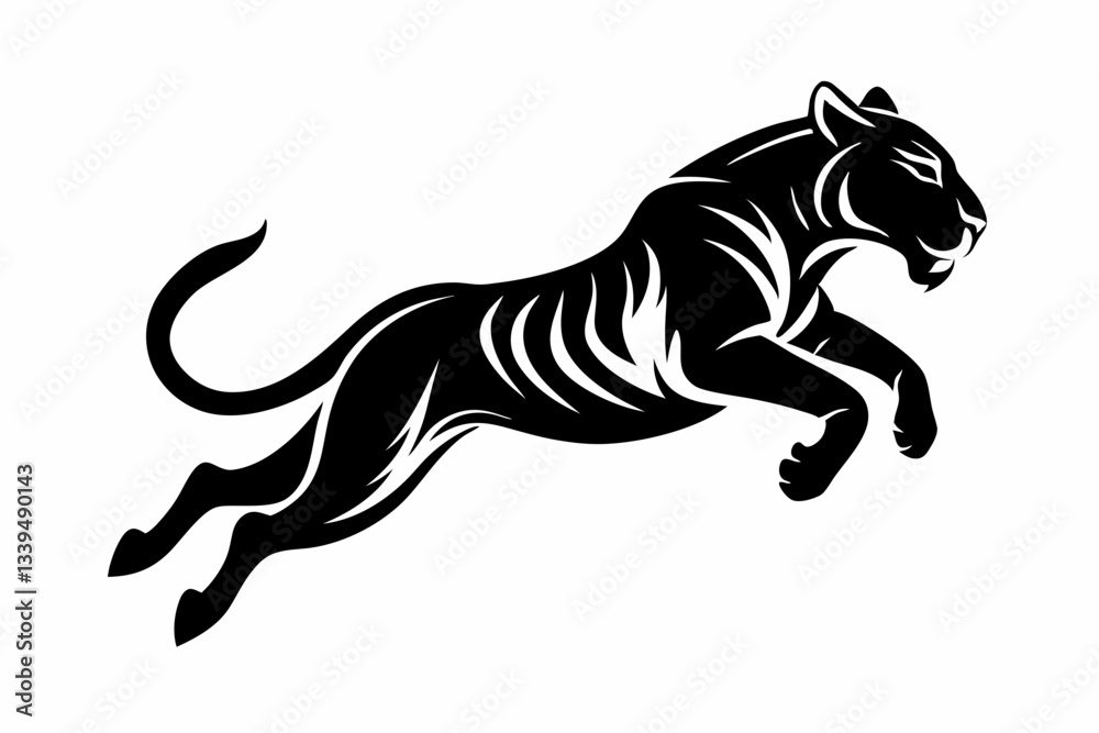 Fototapeta premium tiger running line art silhouette vector illustration