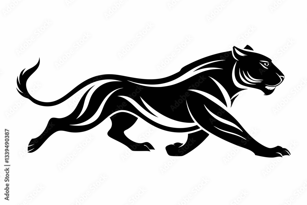 Fototapeta premium tiger running line art silhouette vector illustration