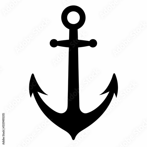 Nautical Anchor Silhouette Classic Maritime Symbol  Illustration