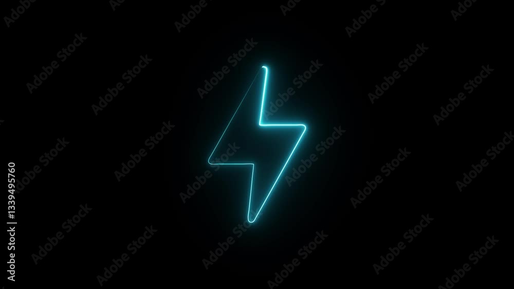 Neon battery charging sign with power illumination. red electric lightning on black background. Neon battery charging sign with power illumination. red electric lightning on black background.