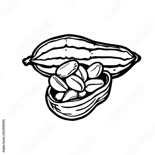 Cacao Beans: A Delicious Hand-Drawn Illustration                                                    