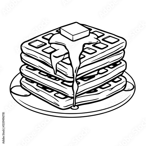 Delicious Stack of Buttery Waffles a Sweet Treat                                                   