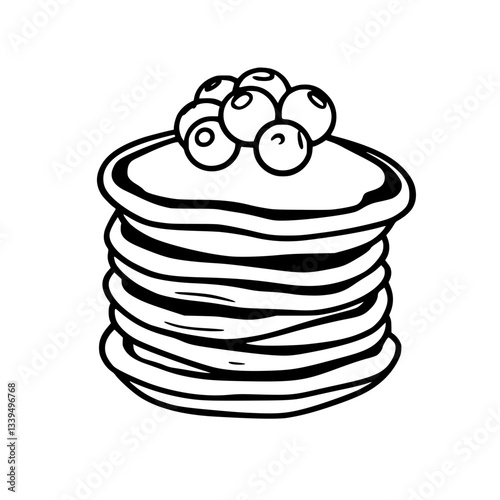 Delicious Stack of Pancakes with Blueberries  Yummy Breakfast Treat                                 