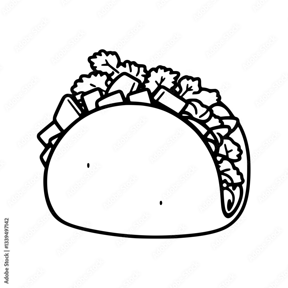 Delicious Taco Illustration: A Simple Line Art Design Delicious Taco Illustration: A Simple Line Art Design