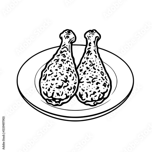 Delicious Fried Chicken Legs on a Plate                                                             
