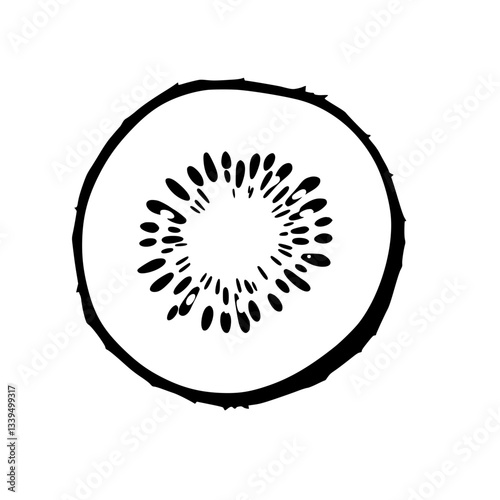 Sliced Kiwi Fruit Illustration Vibrant Green and Black                                             
