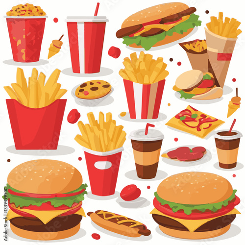 fastfood, fast, snack, food, meal, delicious, background, lunch, dinner, fat, american, burger, unhealthy, restaurant, meat, isolated, junk, menu, cheeseburger, tasty, set, hamburger, sandwich, cuisin