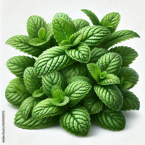 mint leaves isolated on white
