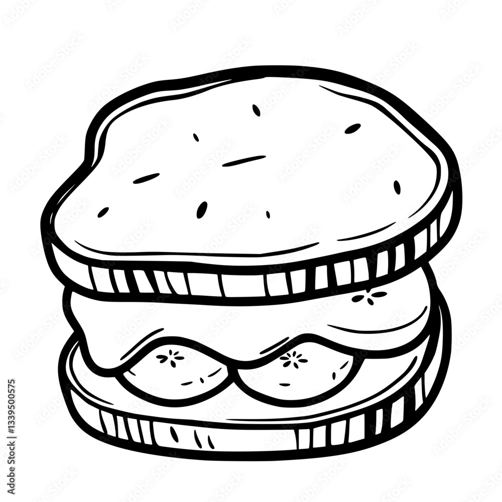 Delicious Banana and Cheese Sandwich Illustration Delicious Banana and Cheese Sandwich Illustration